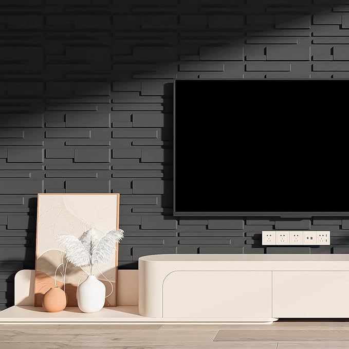 Art3d 100 Pack Decorative 3D Wall Panels, 97 Sq.Feet PVC Interior Wall Décor, 11.8"x11.8", Black