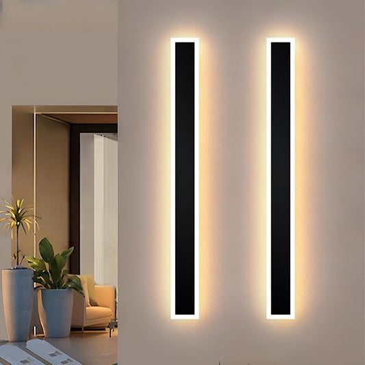 2 Pack 39.3 inch Modern Led Outdoor Wall Light, 3000K-6000K 10%-100% Dimmable Lights for Outside, IP65 Waterproof Wall Sconce Light with Remote Control for Porch,Hallway, Garage,Patio,Stairway,Yard