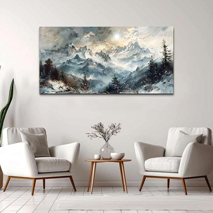 KELIYUAN Large Wall Art For Living Room Canvas Wall Decor For Office Abstract Mountain Landscape Pictures Artwork Framed Wall Paintings Modern Bedroom Dormitory Home Decoration Aesthetic 24x48in