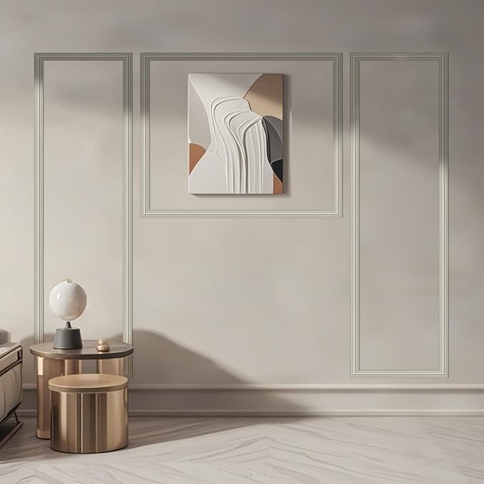 Art3dwallpanels Pre-Cut Wall Molding Set of 3 pcs, Ready-to-Assemble Wainscoting Panels for Interior Wall Décor Living Room Bedroom Accent Wall - Installed with Glue, 3 Frames