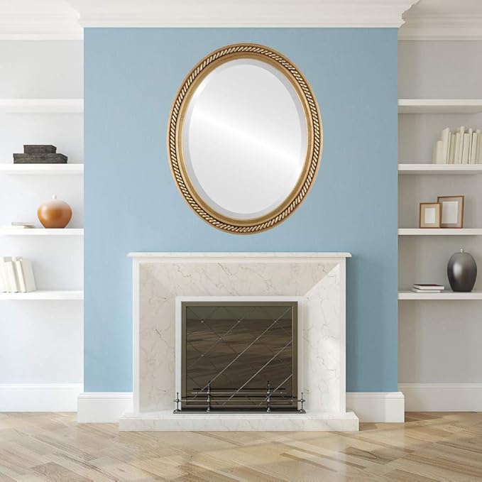 OVALCREST Oval Beveled Wall Mirror for Home Decor - Santa Fe Style - Antique Gold Leaf - 24x30 Outside Dimensions