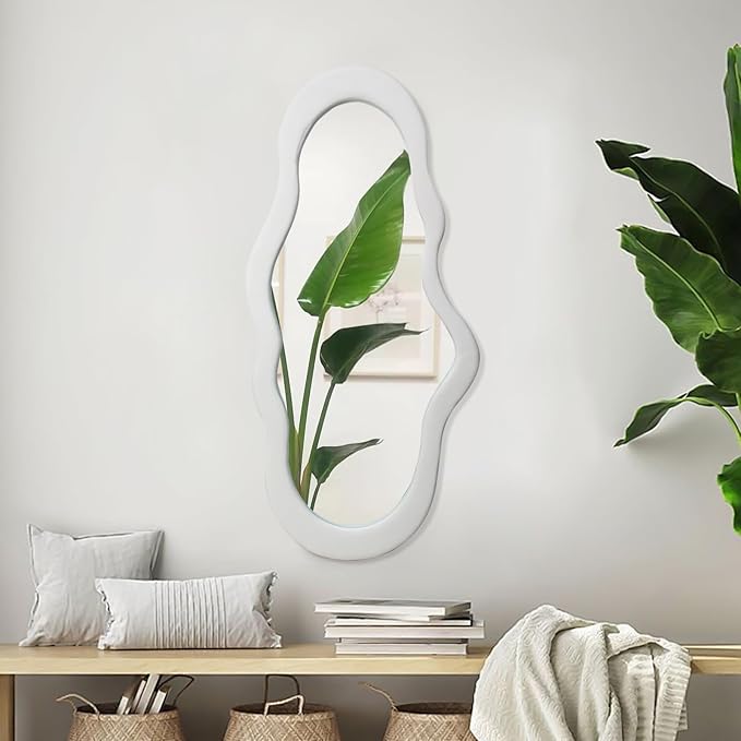 BST FURNH Small Cloud Mirror - Unique 44x21 Inch Full Length Wall Mounted Tall Mirror for Bedroom, Bathroom, Living Room