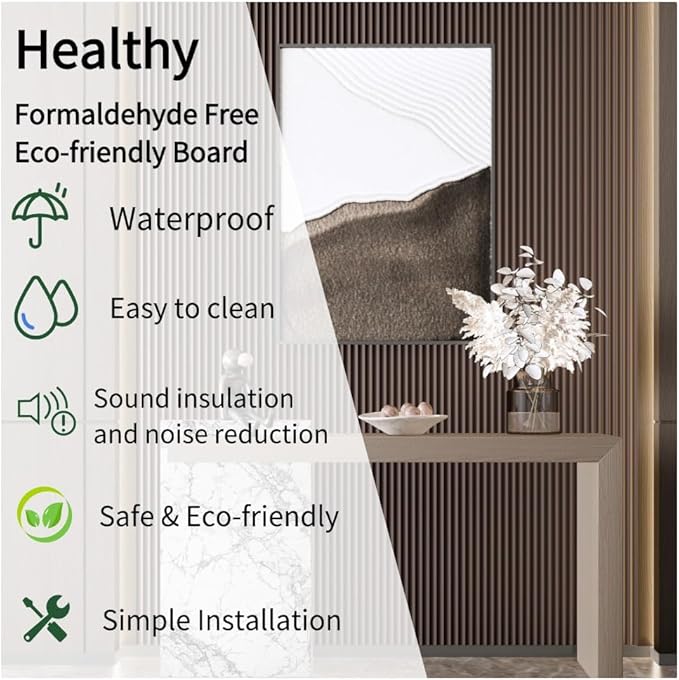 4PCS 3D Acoustic Slat Wall Panels Circle Design Fluted Textured Panel for Interior Wall Decor 118"x6" (Iced Mocha)