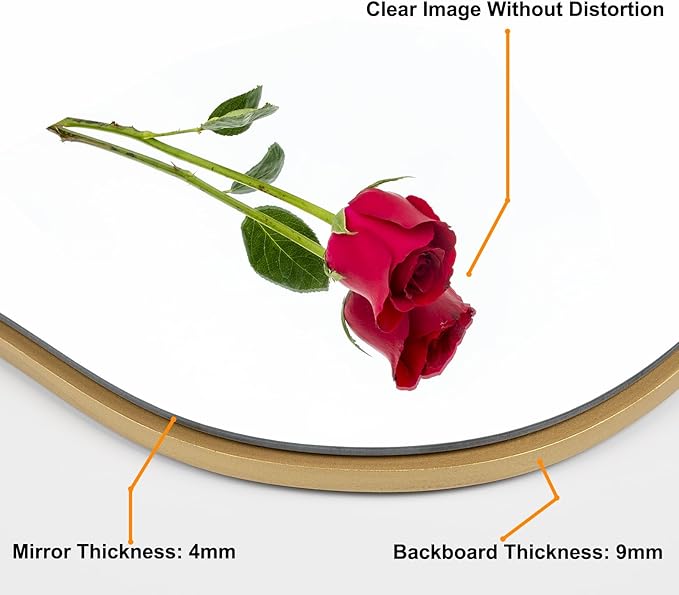 BOMINICA Irregular Wall Mirror Asymmetrical Mirror, Decorative Wall Mirror Golden Wood Framed, Wall Mounted Mirror for Bathroom Living Room Entryway Bedroom Hallway (Gold, 19.5" x 33.5")