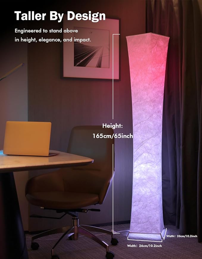 LEONC RGB+CCT Floor Lamp with Remote, 1800lm LED Tuya Smart 9W×2 Bulbs, 61" Smart Modern Floor Lamp with Alexa, Music Sync and 16 Million Colors, Color Changing Standing Lamp for Bedroom Living Room
