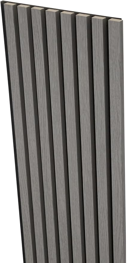94" x 12.6" 3D Acoustic Slat Wood Wall Panels | Modern Sound-Dampening & Eco-Friendly Design (2-Piece Set) (Urban Slate)