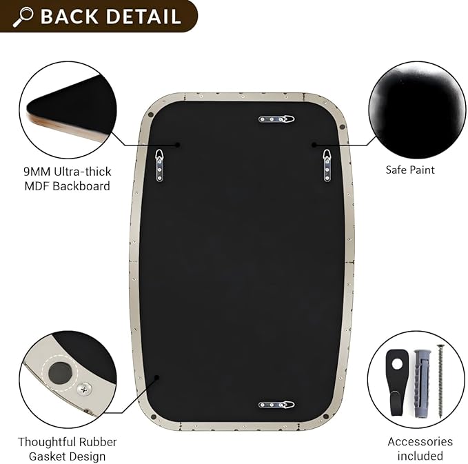 ANDY STAR 30x40 Chrome Bathroom Mirror, Oblong Silver Mirror with Stainless Steel Metal Frame, Oval Vanity Mirror for Over Sink, Modern Anti Rust Wall Mounted