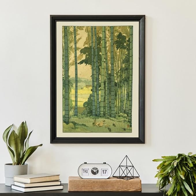 Nationcog Bamboo Grove Poster by Yoshida Hiroshi, Japanese Botanical Woodblock Art, Japandi Zen Decor, Relaxing Vintage Print for Home Spaces (Unframed) (16x24)