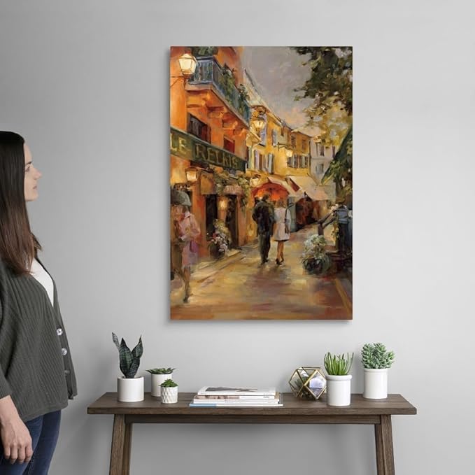 CANVAS ON DEMAND Evening in Paris Canvas Wall Art Print by Marilyn Hageman, Traditional, Home Decor, Street Scene Artwork, Nature Artwork, 24" x36in