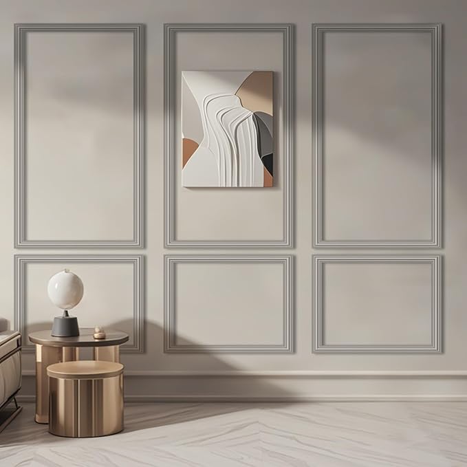 Art3dwallpanels Pre-Cut Wall Molding Set of 6 pcs, Ready-to-Assemble Wainscoting Panels for Interior Wall Décor Living Room Bedroom Accent Wall - Installed with Glue, 3 Top 3 Bottom