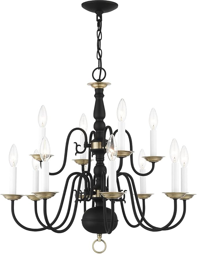 Livex Lighting 5012-04 Williamsburgh 12 Light Black Chandelier