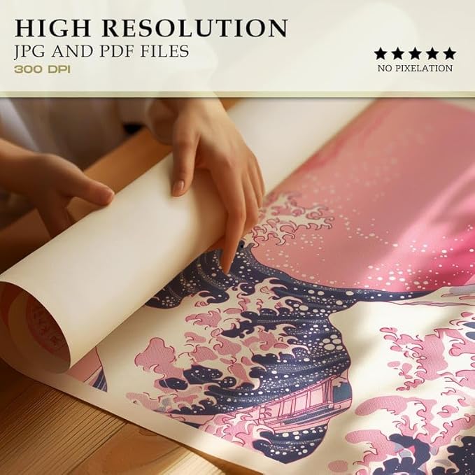 Nationcog Katsushika Hokusai Poster, The Great Wave Off Kanagawa Japanese Wall Art Print, Vintage Exhibition Style Decor for Living Room, Bedroom or Gallery Wall Display (Unframed) (20x30)