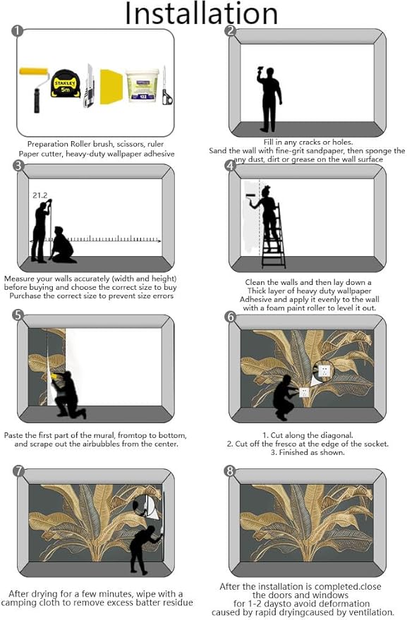 Large Banana Leaf Wallpaper on Gray Background, Art Wall murals for Bedroom, Living Room, Bathroom(Non-self-Adhesive)