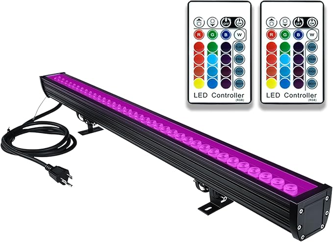 Wall Washer LED Lights,108W RGBW Color Changing LED Strip Lights with RF Remote,120V, 3.2ft/40 "Linear RGB LED Lights Bar for Outdoor/Indoor Lighting Projects Carnival Party Stage Bar Decor