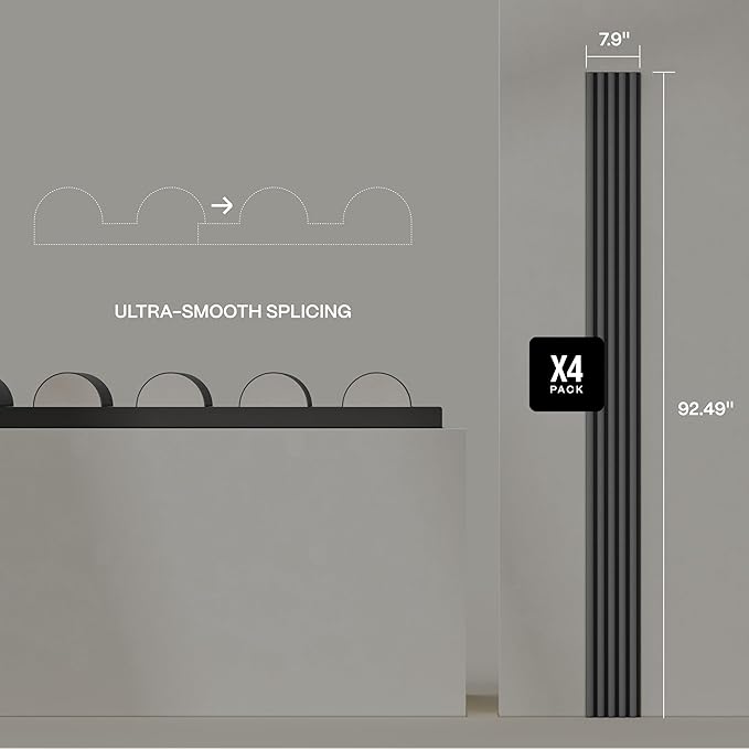 4-Pack Wood Slat Wall Panel – Velvet-Covered Wood Panels for Wall, Acoustic Panels for Interior Decor, Decorative Slat Paneling for Home, Office, Studio (Charcoal Gray)