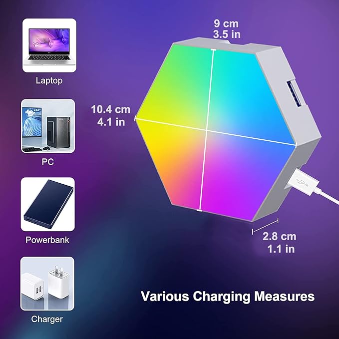 LED Hexagon Lights for Gaming Setup, Smart Home Gaming Wall Lights Work with Alexa Google Assistant, Voice, App & Remote Control, RGB-IC LED Light Panels Music Sync for Game Room Bedroom, 10 Pack