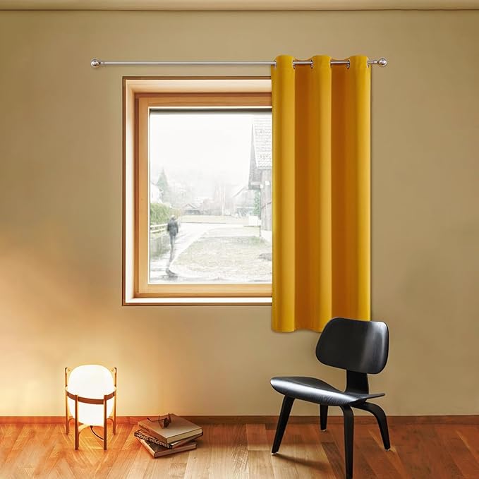 ChrisDowa Grommet Blackout Curtains for Bedroom - Thermal Insulated Room Darkening Curtains for Living Room (1 Panel Set, Mustard Yellow, 42W x 63L)