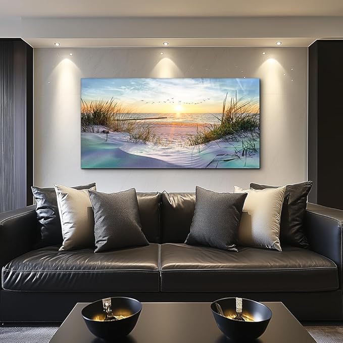 Canvas Wall Art For Living Room Large Size Wall Art Decor For Bedroom Blue Ocean Beach Landscape Paintings Poster Prints Artwork Office Decorations Seascape Wall Pictures Modern Room Home Decor Works