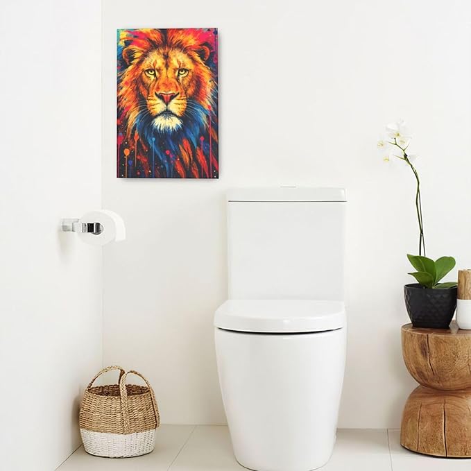 Banksy Lion Wall Art Lion Pictures Street Graffiti Canvas Wall Decor Painting Print Animal Home Modern Artwork Decorations Framed for Living Room Bedroom Bathroom Office 16"X24"