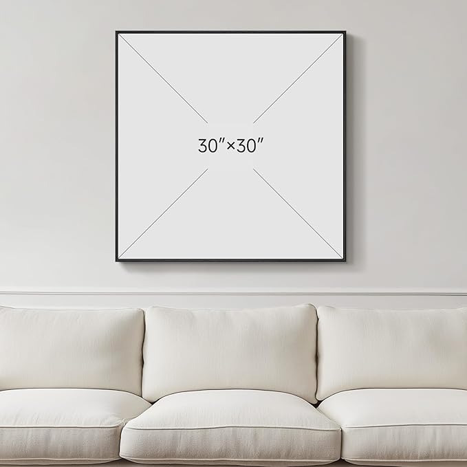 Large Framed Blue Modern Abstract Wall Art for Living Room, Canvas Paintings Artwork for Walls, Minimalist Art Prints Pictures for Hallway Bedroom Office Wall Decor -30x30 Inch