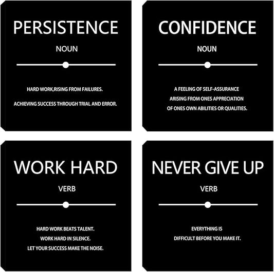 Motivational Wall Art Office Wall Decor 4 Pieces Inspirational Quotes Canvas Wall Art Poster Prints Framed Decoration Artwork for Office Living Room Bedroom Decor 12"x12"x4