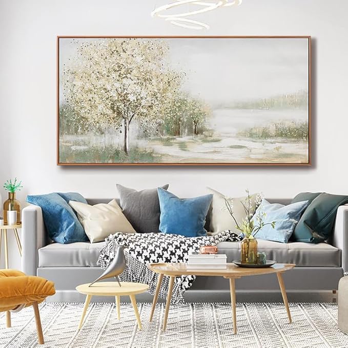 Canvas Wall Art Wall Decor Bedroom Pictures Decoration Spring Scene Nature Landscape Tree Plants Artwork Abstract Wall Art Large Size Modern Painting Framed Pictures For Living Room Home Kitchen Office 29" X 58"