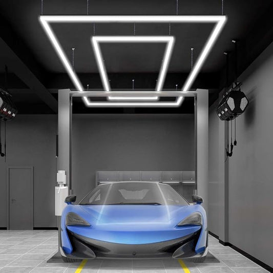 Neatfi LED Bright Garage Light, 35,200 Lumens, Ceiling Lighting for Auto Shops, Car Detailing, Gym, Basement, Warehouse, Barber and Beauty Salons (Cool White, 2 Rectangles with Hanging Kit)