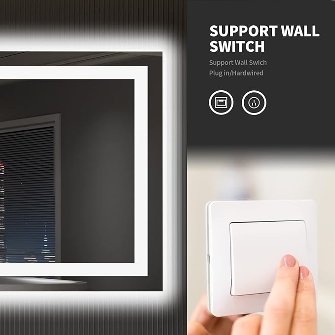 LOAAO 55X30 LED Bathroom Mirror with Lights, Anti-Fog, Dimmable, Backlit + Front Lit, Lighted Bathroom Vanity Mirror for Wall, Shatter-Proof, Memory Function, ETL Listed