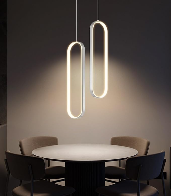 Modern Ring Chandelier LED Dimmable Ceiling Light for Living Room Kitchen Island Staircaes Silver