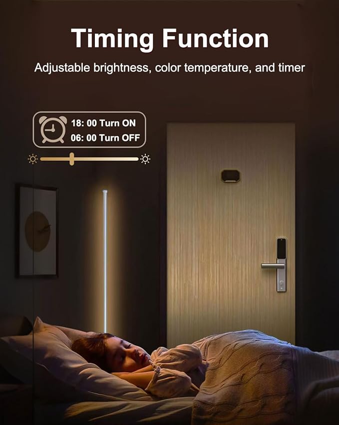 Keepsmile Smart RGB LED Corner Floor Lamp,172 LEDs Bright Standing Lamps for Living Room with APP and Remote,Modern Floor Lamp with Music Sync and 16 Million Colors, Ambient Lighting for Bedroom White