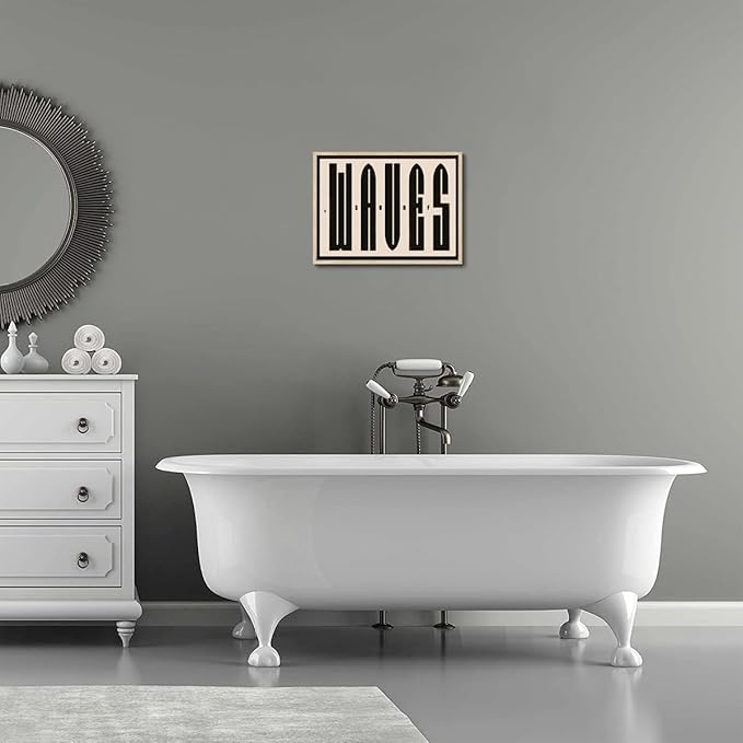 KISSFOX Retro WAVES Surf OAK Wood Framed Wall Art Farmhouse Coastal Typography Canvas Art Prints Rustic Southwestern Pictures Wall Decor Modern Mid Century Artwork For Gallery Entryway Living Room