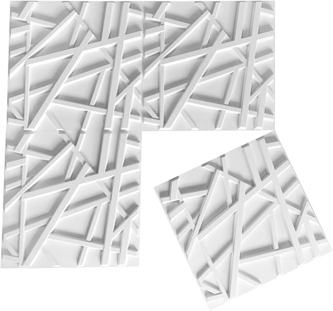 Art3d 19.7" x 19.7" (Pack Of 12) Wall Panel Stripes , White