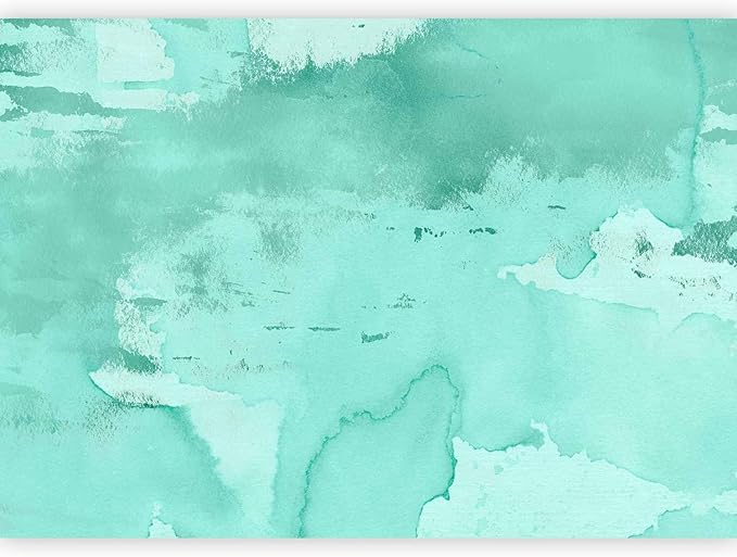 artgeist Wall Mural Concrete 154x110 in - Peel and Stick Self-Adhesive Wallpaper Removable Large Sticker Foil Wall Decor Print Picture Design Abstract Faux Stone Paint Stains Turqoise a-A-10180-a-b