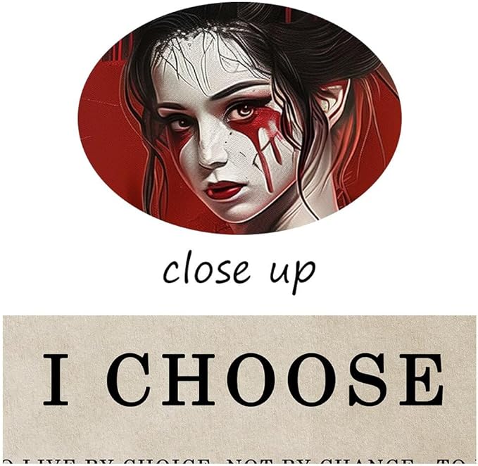 Motivational Japanese Geisha Canvas Wall Art Prints Red Moon Wall Decor Samurai Painting Inspirational Quotes I Choose Poster Framed for Hotel Living Room Bedroom Framed (24''W x 36''H)