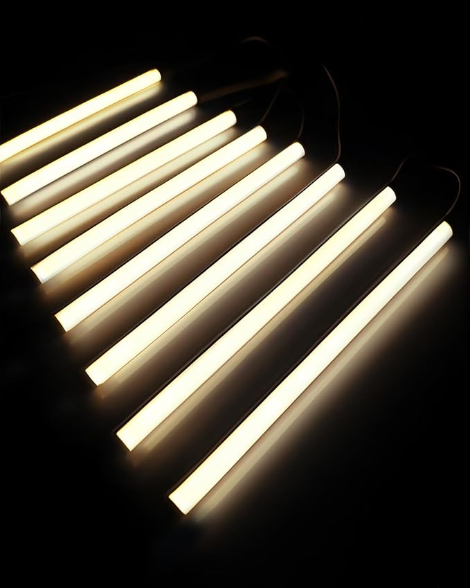 Cefrank Under Cabinet LED Light Bars, 8pcs 12" V-Shape, 16Watt 1600Lumens, Warm White (3000K)