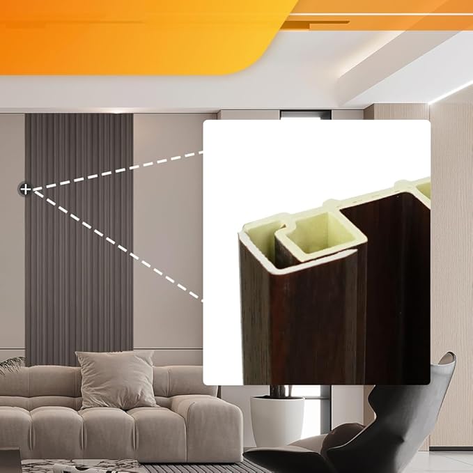 OUZUGIE 8-Pack 57 Inches, WPC Slat Wall Panel Trim,Corner Guard for High Grille (Walnut)