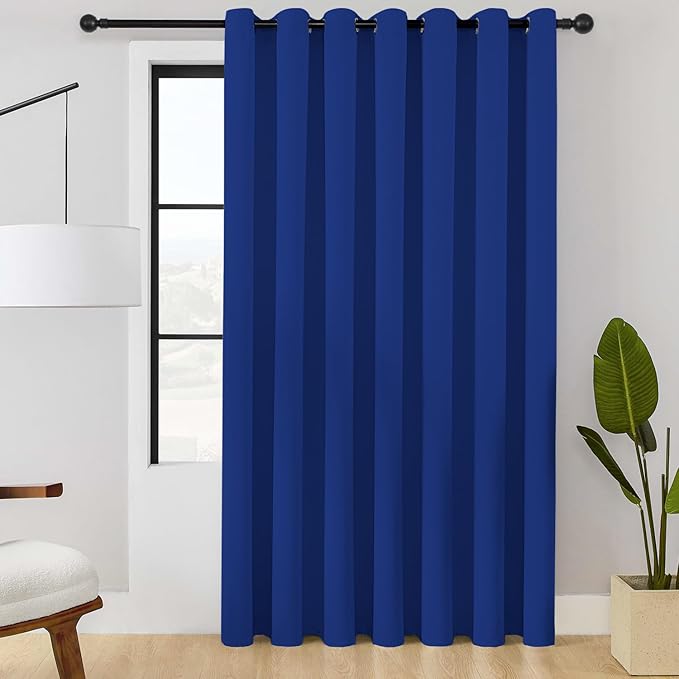 ChrisDowa Room Divider Curtain 120 Inches Long, Wide Blackout Sliding Door Curtain for Bedroom, Room Darkening Privacy Window Curtain for Patio Door (1 Panel Set, Royal Blue, 100 x 120 Inch)