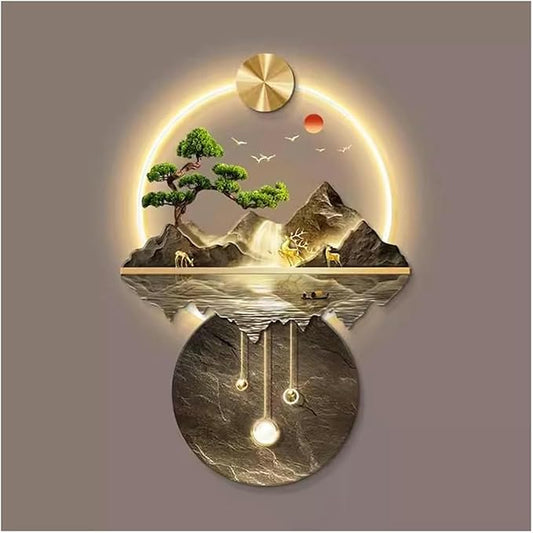 DLYZAYE 3D Wall Art Decor Wall Sculptures Wall Hanging Art with Led Light Wall Art Decorations Lamp Oriental Decor Traditional Chinese Wall Hanging Painting~/