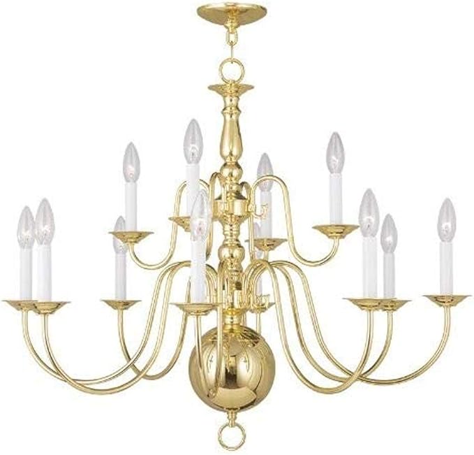 Livex Lighting 5014-02 Williamsburgh 12-Light Chandelier, Polished Brass
