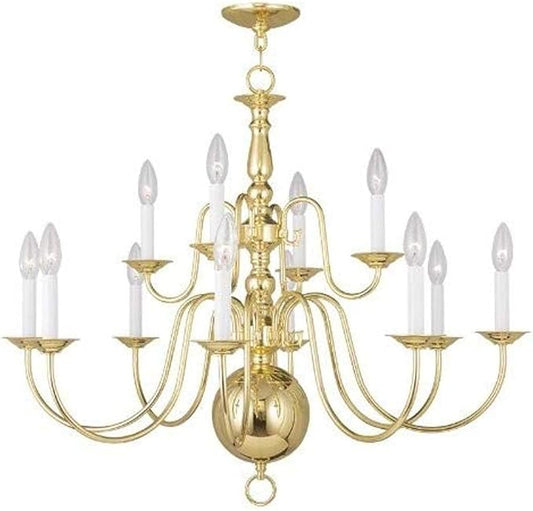 Livex Lighting 5014-02 Williamsburgh 12-Light Chandelier, Polished Brass