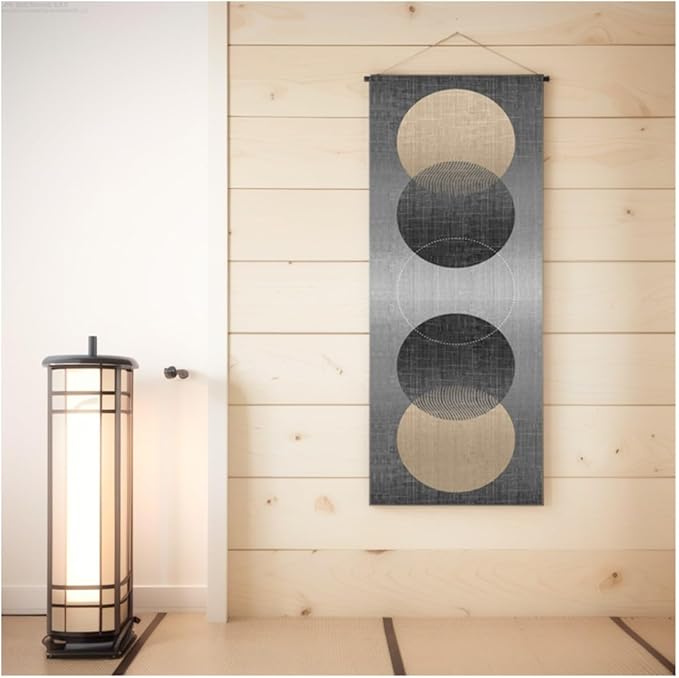 Japanese Hanging Scroll Wall Art: Zen-Enso Circle Vertical Tapestry - W15.7xH47.2" - Feng Shui & Lucky Symbols for Home, Office Decor - HD Print-CTT-7