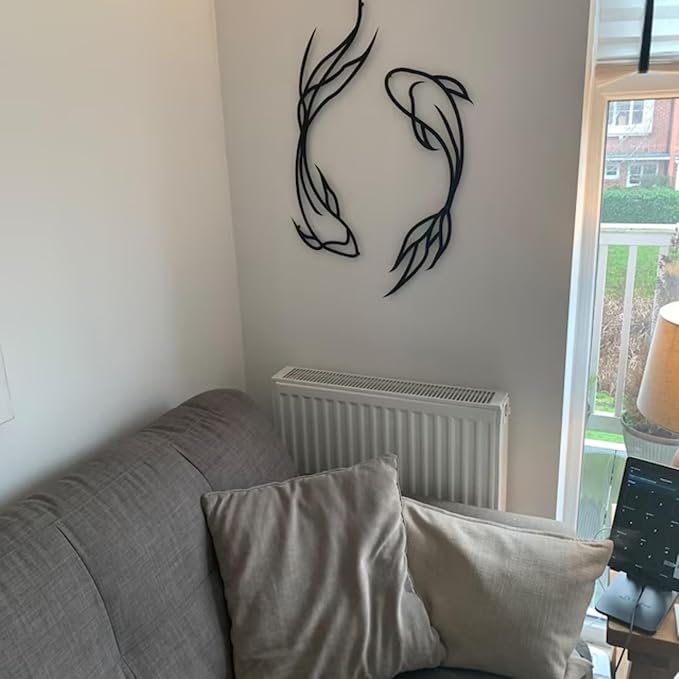 Koi Fish Metal Wall Art, Feng Shui Koi Fish Art, Fish Metal Sculpture, Yin Yang, Feng Shui Koi Fish Fish Metal Wall Art (39"(99 cm) / 34"(86.5 cm))