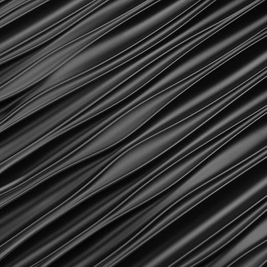 Art3d 46.2 SF Large 3D Wall Panels for Interior Décor, PVC Textured Wavy Wall Panels for Living Room, Bedroom and Office, Pack of 6 (47.2"×23.6"), Black