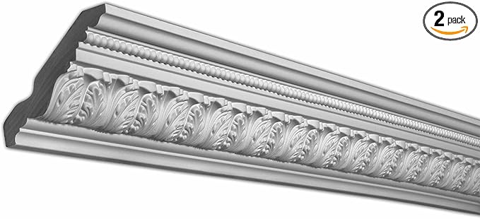 6in Face x 3-3/4in H x 4-3/4in Proj, Primed White Polyurethane, Crown Moulding, 94-1/2in Long Pro Pack, 2 Pack
