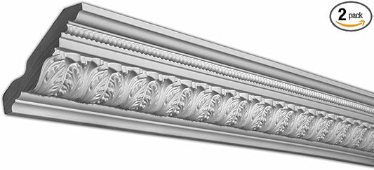 6in Face x 3-3/4in H x 4-3/4in Proj, Primed White Polyurethane, Crown Moulding, 94-1/2in Long Pro Pack, 2 Pack