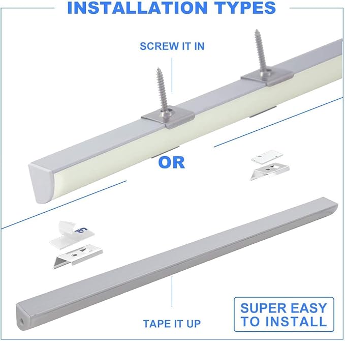 Cabinet Lighting, 4pcs 12" V-Shape Bright LED Light Bars for Under Cabinet, Gun Safe, Locker, Closet, Under Counter, Shelf, Showcase - 1200lm 12W - Pure White (6000K)