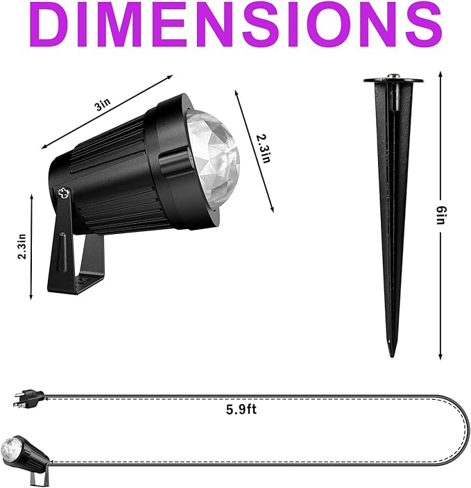 Christmas Halloween Outdoor Spot Lights Black Light Projector, 12W IP65 Waterproof LED Spotlight Outdoor Landscape Lighting with 16 Color Changing for Yard Garden Decorations(2Pack)