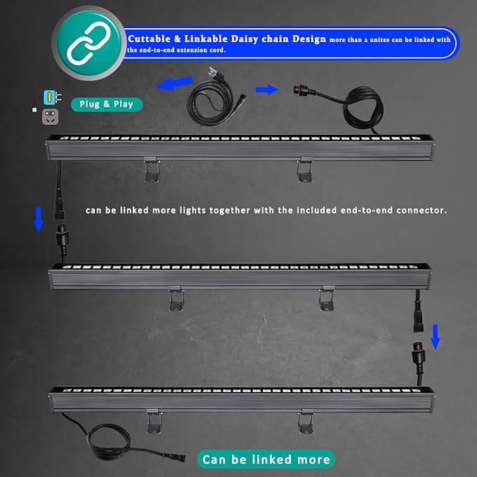 New Upgraded Wall Washer LED Lights 3.2ft/40 Linkable 108W RGBW Color Changing Wash Lights with RF Remote & Switch Control, 120V, 10x60° Beam Angle, Dimmable &Timing&11 Modes LED Light Bar