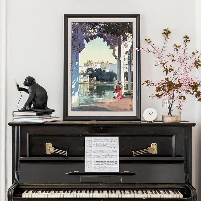 Nationcog Yoshida Hiroshi Indian Temple Print, Vintage Asian Woodblock Poster, Japandi Travel Wall Art Featuring Historic Indian Architecture (Unframed) (9x11)