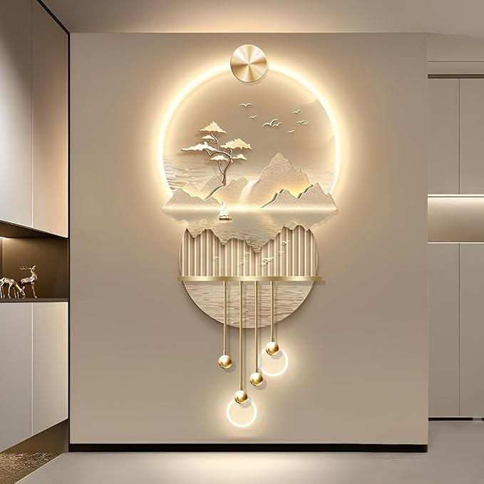 Bonsai 3D LED Wall Art Light Wall Sculpture Painting Decoration Art Modern Wall Hanging Painting for Living Room Entrance Corridor Decorative Wall Mounted Lamp(Stylle C)